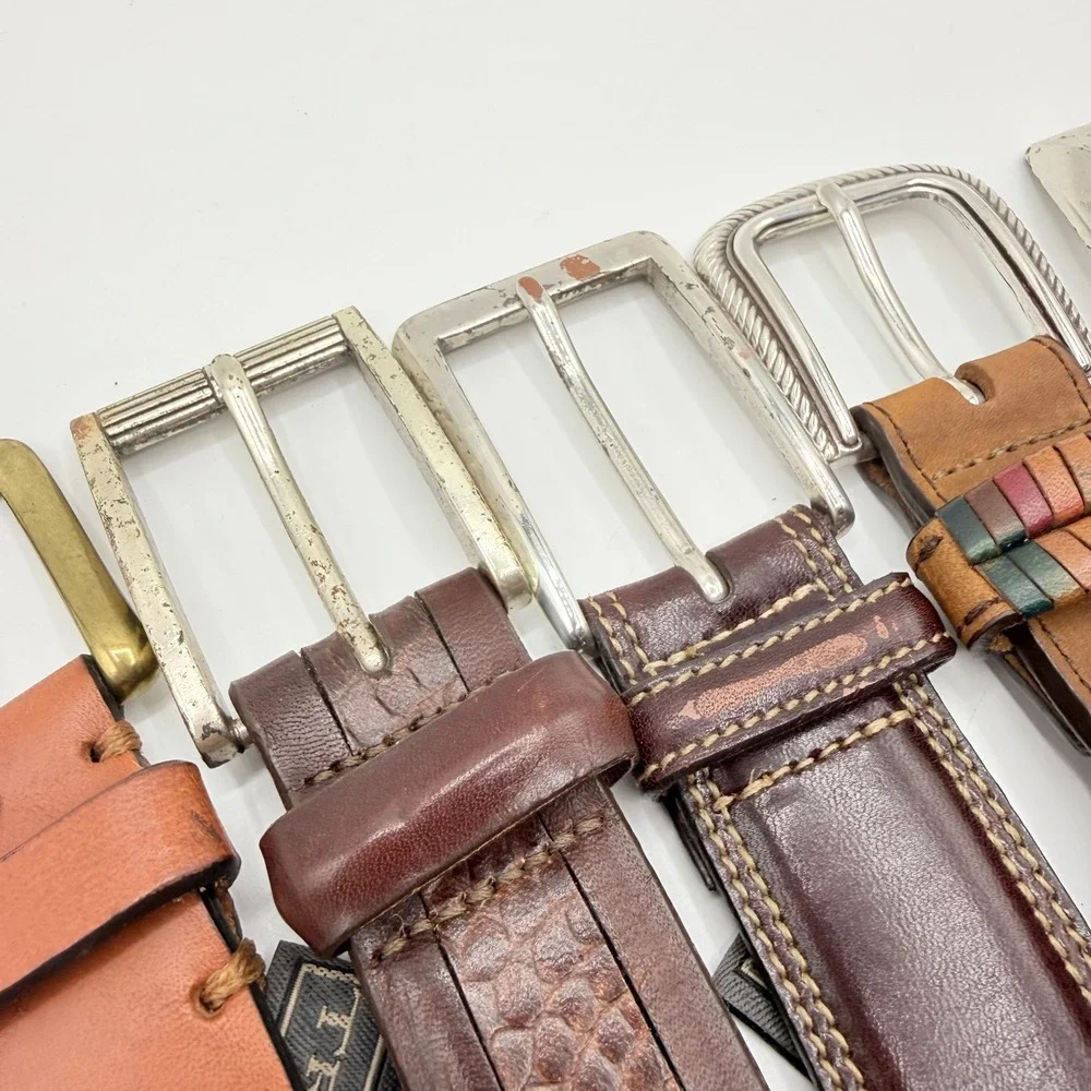 Mens Leather Belt Lot‎ 7pc Jos A Bank Territory Ahead Trafalgar Brown Woven 40